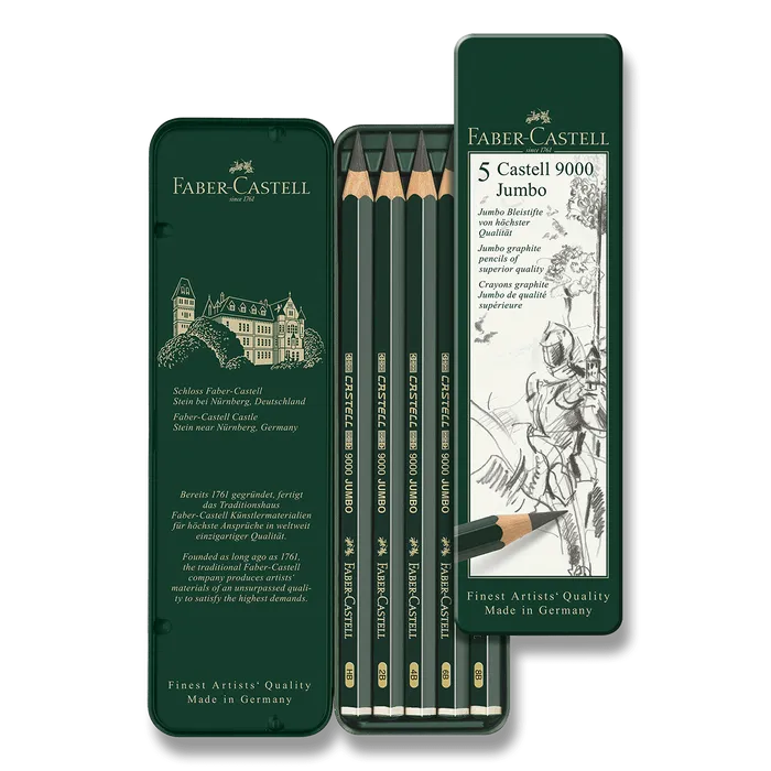 Hlavný obrázok produktu Grafitová tužka Castell 9000 Jumbo plechová krabička 5ks Faber Castell (119305)