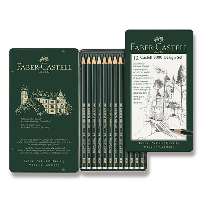 Hlavný obrázok produktu Grafitová tužka Castell 9000, plechová krabička 12 ks, Faber-Castell 119064