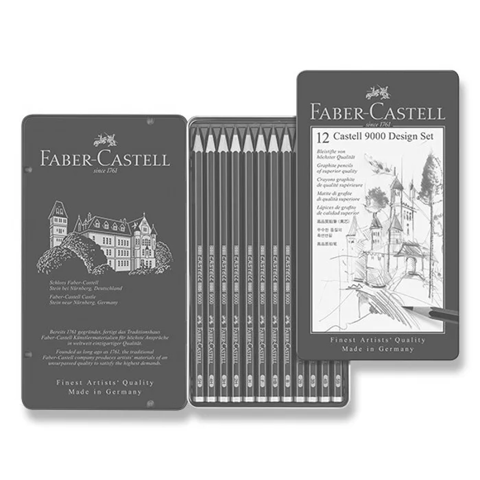 Hlavný obrázok produktu Grafitová tužka Castell 9000, plechová krabička 12 ks, Faber-Castell 119064