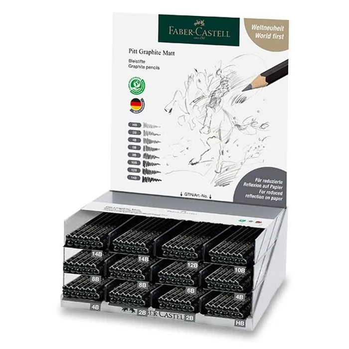 Hlavný obrázok produktu Grafitová tužka Faber-Castell Pitt Graphite Matt stojánek, 144 ks