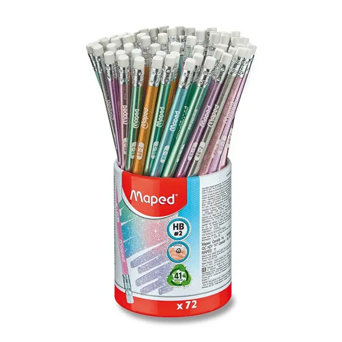 Hlavný obrázok produktu Grafitová tužka Maped Black'Peps Glitter tvrdost HB s pryží, stojánek 72 ks