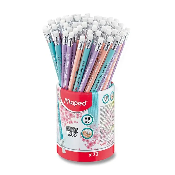 Hlavný obrázok produktu Grafitová tužka Maped Black'Peps Pastel tvrdost HB, stojánek 72 ks