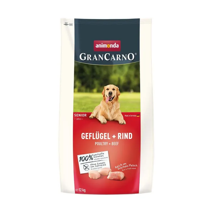 Hlavný obrázok produktu GranCarno Dog DryFood Senior s drůbežím a hovězím masem, 12 kg
