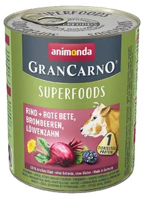 GRANCARNO Superfoods hovädzie, čv. repa, černice, púpava 800 g pre psov