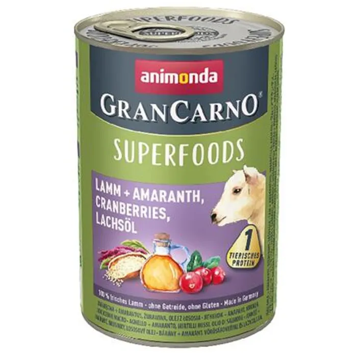 Hlavný obrázok produktu GRANCARNO Superfoods jehněčí,amarant,brusinky,los.olej 400 g pro psy