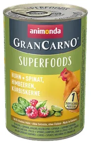 GRANCARNO Superfoods kura, špenát, maliny, tekvicové semienka 400 g pre psov