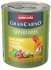 GRANCARNO Superfoods kura, špenát, maliny, tekvicové semienka 800 g pre psov