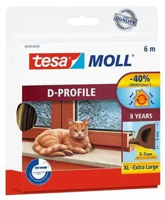 Gumené tesnenie tesamoll® D profil 5393, hnedá, 9 mm x 6 m, TESA