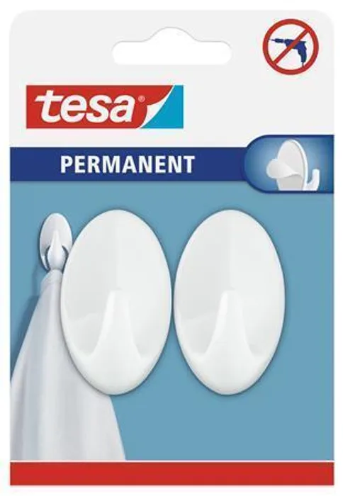 Hlavný obrázok produktu Háčky "66603", bílá, samolepicí, velikost L, ovál, TESA
