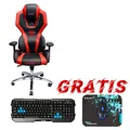 Ďalší obrázok produktu Herné stolička E-blue AUROZA, červená, podsvietená, + herná sada Polygon