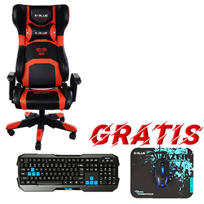 Hlavný obrázok produktu Herní křeslo E-Blue COBRA, červené, Bluetooth, + herní sada Polygon