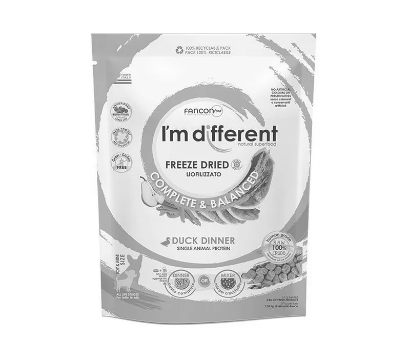 Hlavný obrázok produktu I´M DIFFERENT Duck DINNER, mrazem sušené raw krmivo s kachnou, 397 g