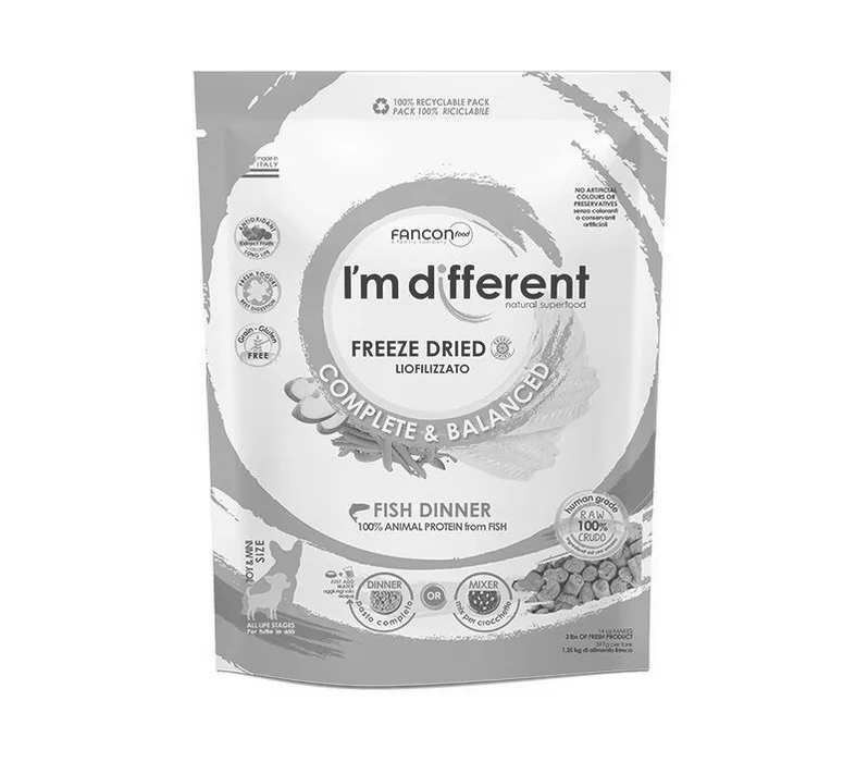 Hlavný obrázok produktu I´M DIFFERENT Fish DINNER, mrazem sušené raw krmivo s rybou, 156 g