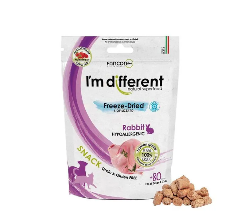 Hlavný obrázok produktu I´M DIFFERENT SNACK králík - mrazem sušený pamlsek, 40 g