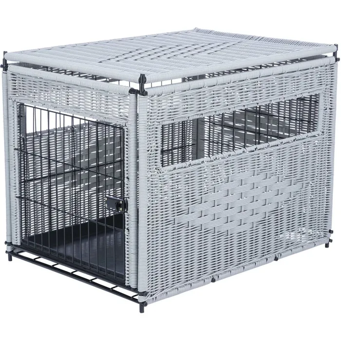 Hlavný obrázok produktu Interiérový kennel, M: 58 x 60 x 77 cm, polyratan, světlešedá