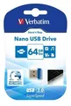 64GB USB Flash 3.0, 80/25 MB/sek, VERBATIM NANO STORE 'N' STAY