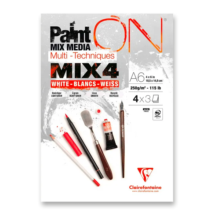 Hlavný obrázok produktu Blok Clairefontaine Paint'ON Mix4 - A6, 12 listů, 250 g