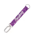 Krátka kľúčenka s karabínkou Purple glitter
