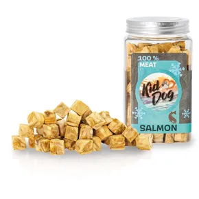 KIDDOG Super Premium 100% mrazená sušená SALMON CUBES - čisté lososové mäso, mrazením sušené 80 g