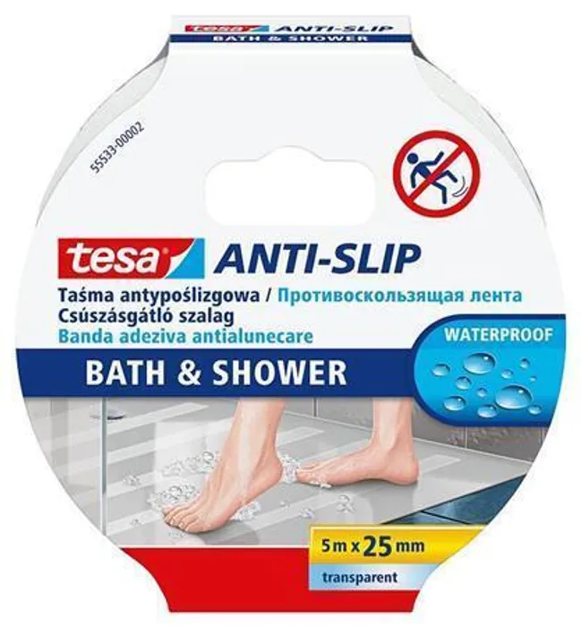Hlavný obrázok produktu Protiskluzová páska do koupelny "Anti-Slip 55533", transparentní, 25 mm x 5m, TESA