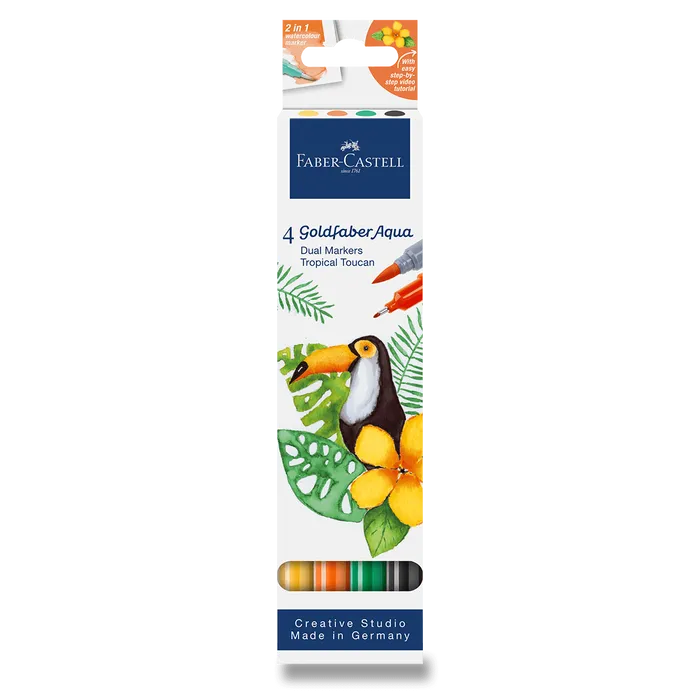 Hlavný obrázok produktu Popisovač Faber-Castell Goldfaber Aqua Dual Marker Tropical Tucan [4 ks]