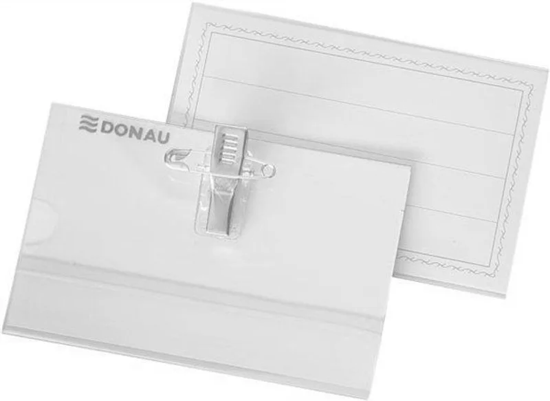 Hlavný obrázok produktu Jmenovka s klipem a špendlíkem, 88x54 mm, DONAU [50 ks]