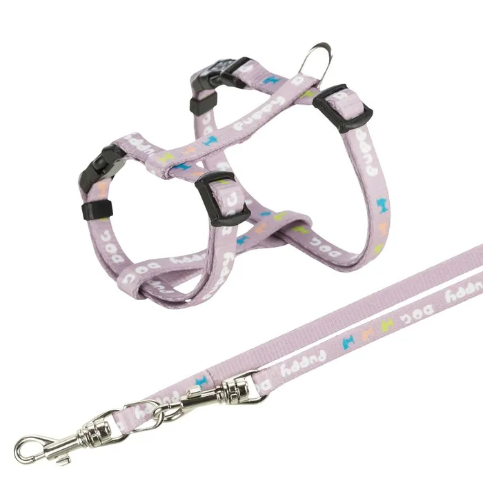 Hlavný obrázok produktu JUNIOR postroj s vodítkem pro štěňata, světlá lila M-L: 27-45 cm/10 mm, 2,00 m