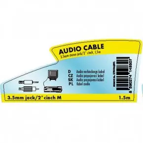 Audio kábel Jack (3,5mm) M - 2x CINCH M, 1.5m, čierna, Logo