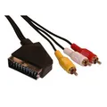SCART M- kabel RCA 3x M, SCART-CINCH, 3m, czarny