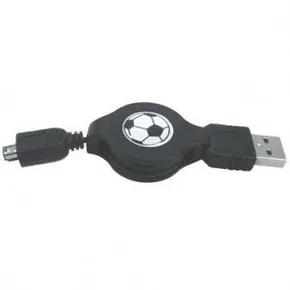 USB kábel (1.1), USB A M - 4-pin M, 0.7m, navíjacia, čierny, Logo, HIROSE