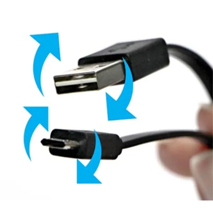 Hlavný obrázok produktu Kabel USB (2.0), USB A M reversible- USB micro M reversible, 1m, plochý, černý