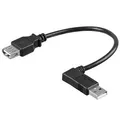 Kábel USB (2.0), USB A M - USB A F, 0.1m, lomený 90 °, čierny