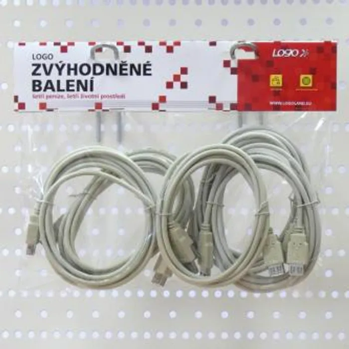 Hlavný obrázok produktu Kabel USB (2.0), USB A M- USB A F, 3m, šedý, Logo, cena za 1 kus