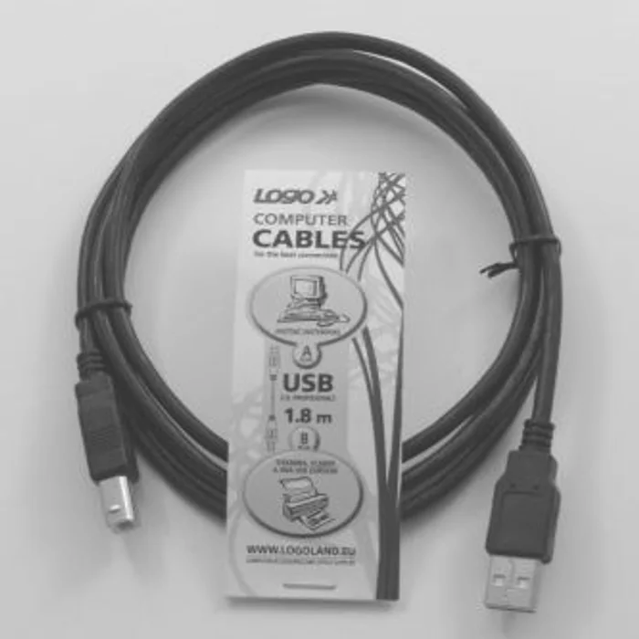 Hlavný obrázok produktu Kabel USB (2.0), USB A M- USB B M, 1.8m, černý, Logo