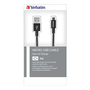 USB kábel (2.0), USB A M - microUSB M, 1m, reversible, čierny, Verbatim, box, 48863