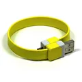 USB kábel (2.0), USB A M - microUSB M, 0.25m, žltý, Logo, blister, náramok