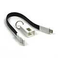 USB kábel (2.0), USB A M - microUSB M, 0.2m, čierny, Logo, blister, kľúčenka