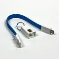 Ďalší obrázok produktu USB kábel (2.0), USB A M - microUSB M, 0.2m, modrý, kľúčenka