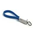 USB kábel (2.0), USB A M - microUSB M, 0.2m, modrý, kľúčenka