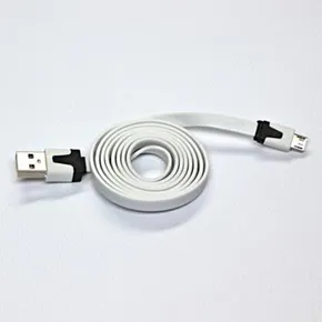 USB kábel (2.0), USB A M - microUSB M, 1m, plochý, biely, Logo, blister