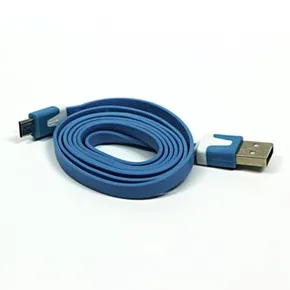 USB kábel (2.0), USB A M - microUSB M, 1m, plochý, modrý, Logo, blister