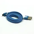 USB kábel (2.0), USB A M - microUSB M, 1m, plochý, modrý