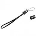 USB kábel (2.0), USB A M - miniUSB M, 0.3m, čierny, Logo, pútko na fotoaparát