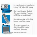 USB kábel (2.0), USB A M - miniUSB M, 0.3m, čierny, Logo, pútko na fotoaparát