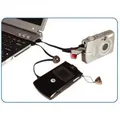 USB kábel (2.0), USB A M - miniUSB M, 0.3m, čierny, Logo, pútko na fotoaparát