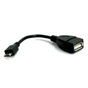 USB kábel (2.0), microUSB M - USB A F, 0.15m, OTG, čierny, Logo
