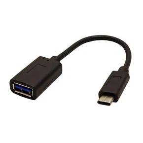 USB redukcia (3.0), USB C M - USB A F, 0.15m, guľatý, čierny, plastic bag, OTG kábel