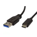 USB kábel (3.1), USB A M - USB C M, 1m, guľatý, čierny, plastic bag