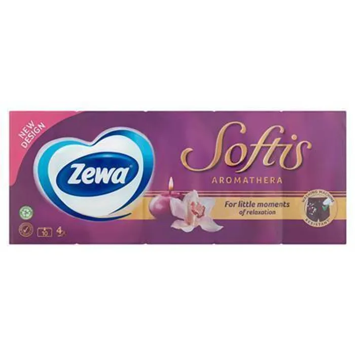 Hlavný obrázok produktu Kapesníky, papírové, 3vrstvé, 10x9 ks, ZEWA "Softis", aromatherapy