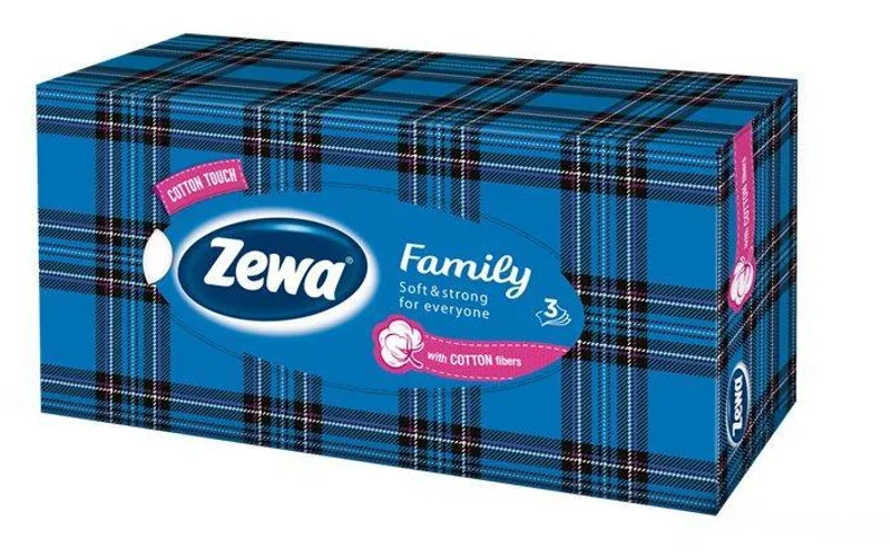 Hlavný obrázok produktu Kapesníky, papírové, v krabici, 3vrstvé, 90 ks, ZEWA "Soft&Strong", bez vůně